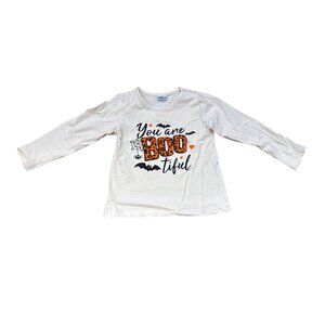 You Are Boo-Tiful Halloween Toddler Shirt 3T Beige & Black Long Sleeve 97% Cotto